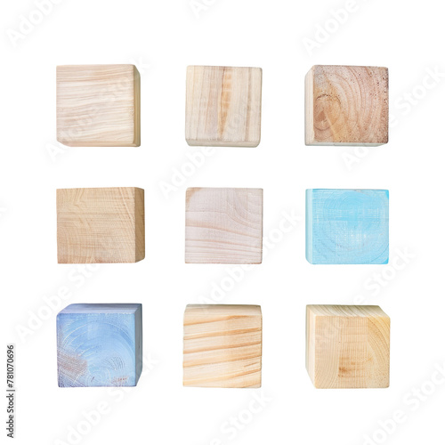 Different colored wooden block close up