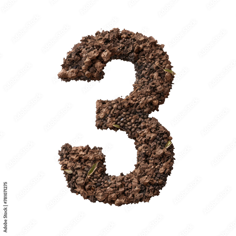 Dirt and grass number close-up Dirt and grass number close-up