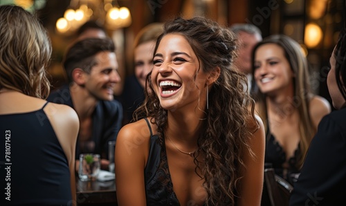 Group of People Laughing at Table