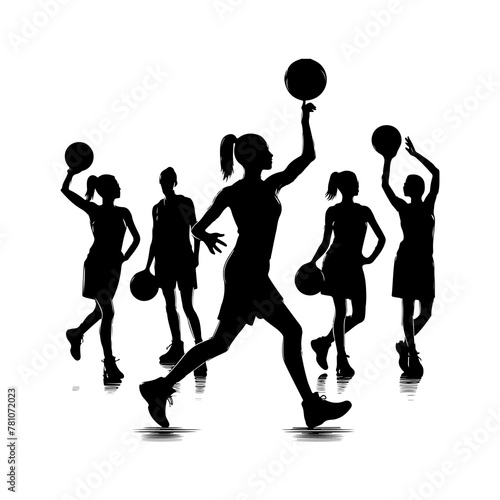Vector Basketball players silhouettes, Basketball silhouettes, Male, female, basketball players silhouettes photo