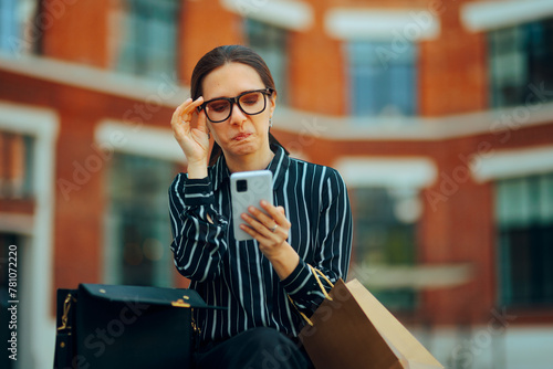 Vászonkép Woman Reading a Wired text message on her Phone
