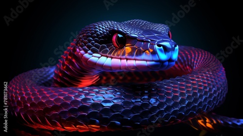 Abstract neon King Cobra snake painting image 