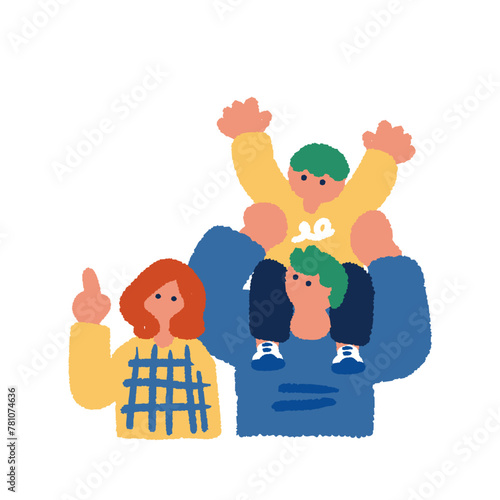 シンプルでフラットな親子のイラスト
