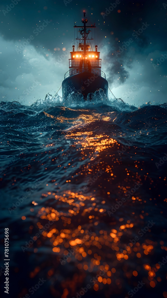 Treacherous Voyage Through the Underworld s Turbulent Seas A Dramatic Cinematic Seascape