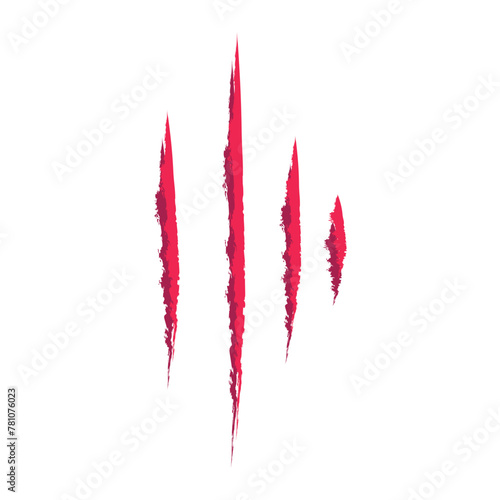 Claw scratches Wild animal claws scratch texture with red background. Horror, thriller ,  monster vector scratched marked isolated with white background.