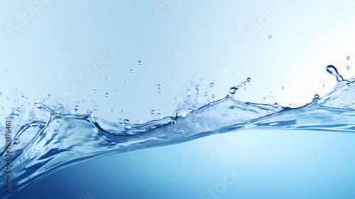 Water drop splash scene on solid color background