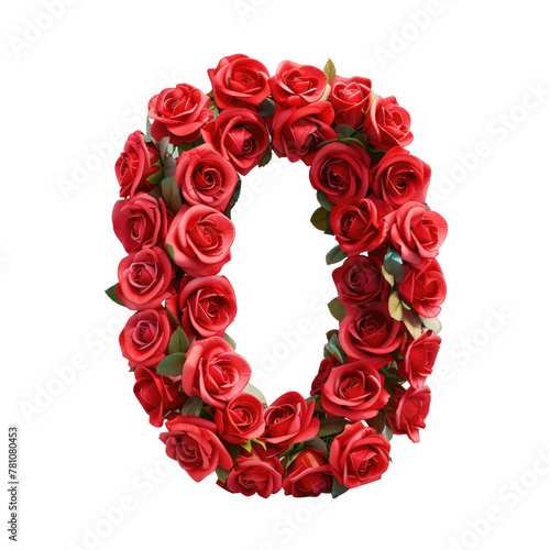 A close up of a wreath of red roses on a Transparent Background