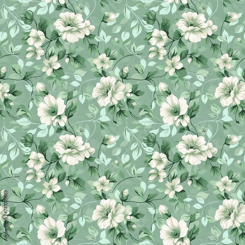 Floral green color, form natural, seamless fabric pattern.