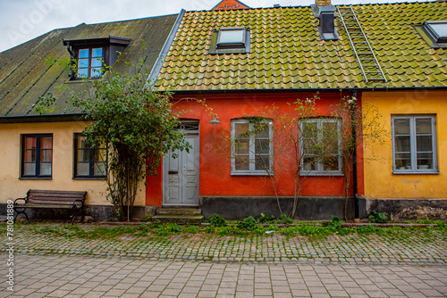 Colorful houses on Jakob Nilsgatan street at Gamla Vaster in Malmo, Sweden