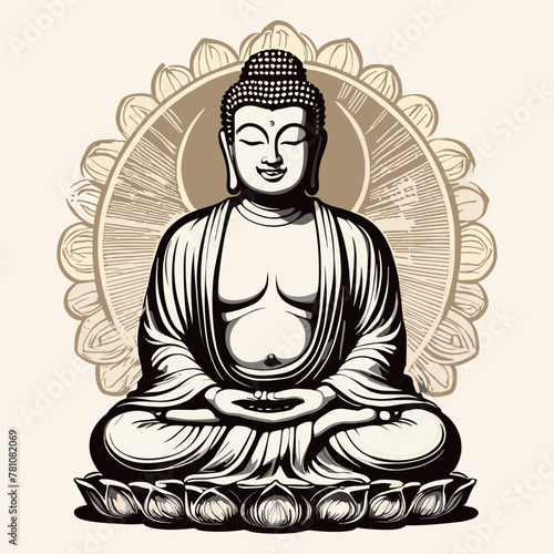 Vector illustration of Buddha meditating