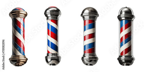 blue white red barber shop pole isolated on transparent background