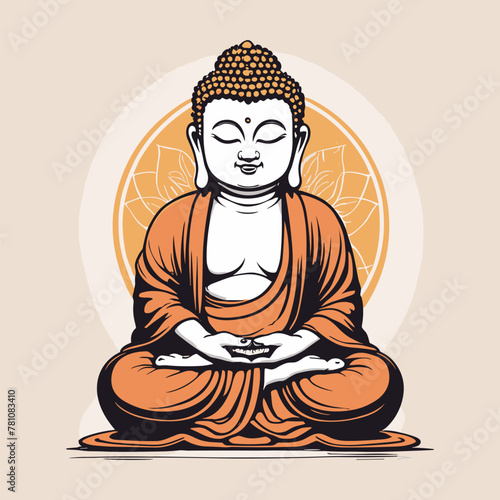 Minimalist Isolated Buddha Meditation Illustration