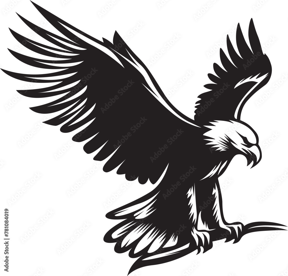 Obraz premium Eagle sitting on tree branch, Eagle Vector illustration