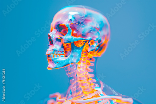 Fluorescent skeleton in blue ambience