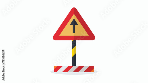 Sign Road Warning Attention flat vector isolated on white