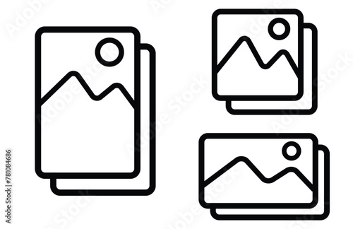 Gallery icon vector set, Photo gallery icon, Image symbol, Picture signs. Isolated. Vector Illustration.