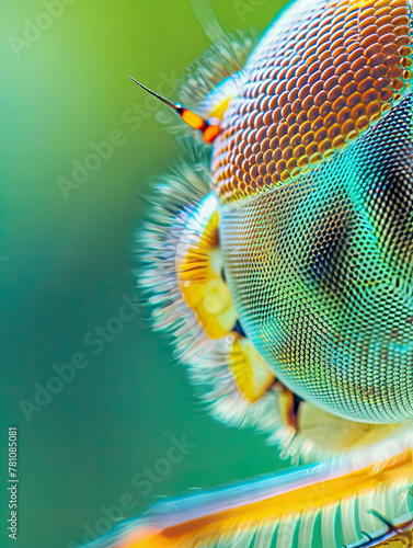 Extreme macro of dragonfly eye, vibrant hues photo
