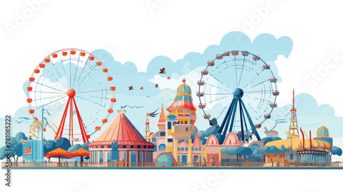 Fun fair theme park on isolated background illustra