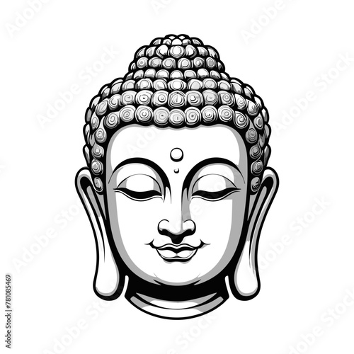 Serene Buddha Head Illustration