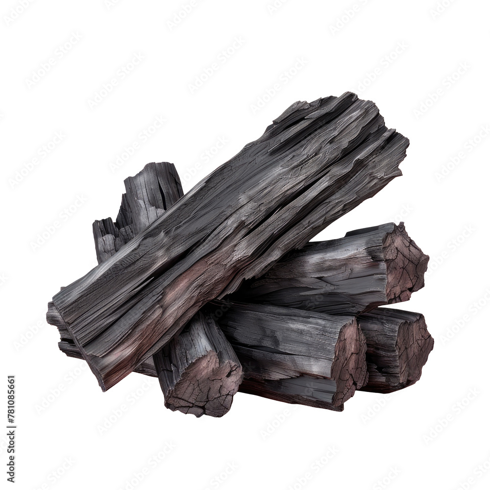A close up of a pile of wood on a Transparent Background