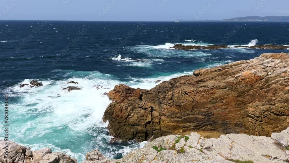 Atlantic Ocean Waves Crashing on the Rocky Coastline on a Windy Day Atlantic Ocean Waves Crashing on the Rocky Coastline on a Windy Day