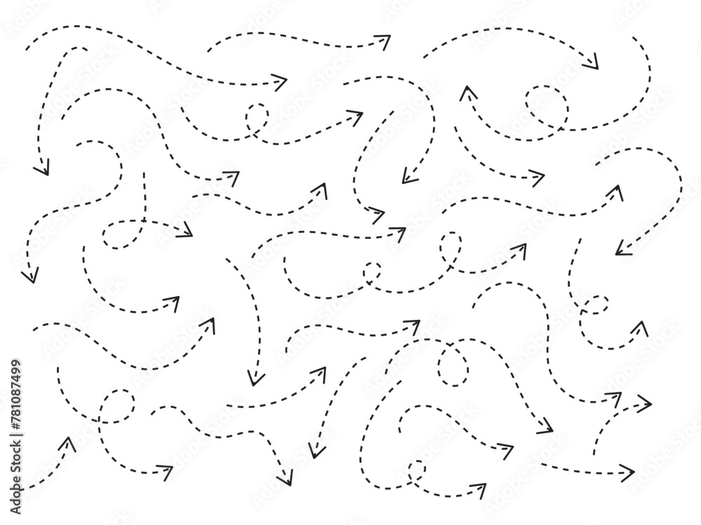 Fototapeta premium Hand drawn arrow and line element vector. Collection of doodle arrows, lines, symbol, pointing mark, shapes on white background. Used in web , templates . Isolated on white background&nbsp;in&nbsp;eps&nbsp;10.