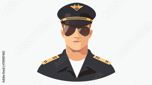 Simple graphic of a man wearing pilot cap and sunglas
