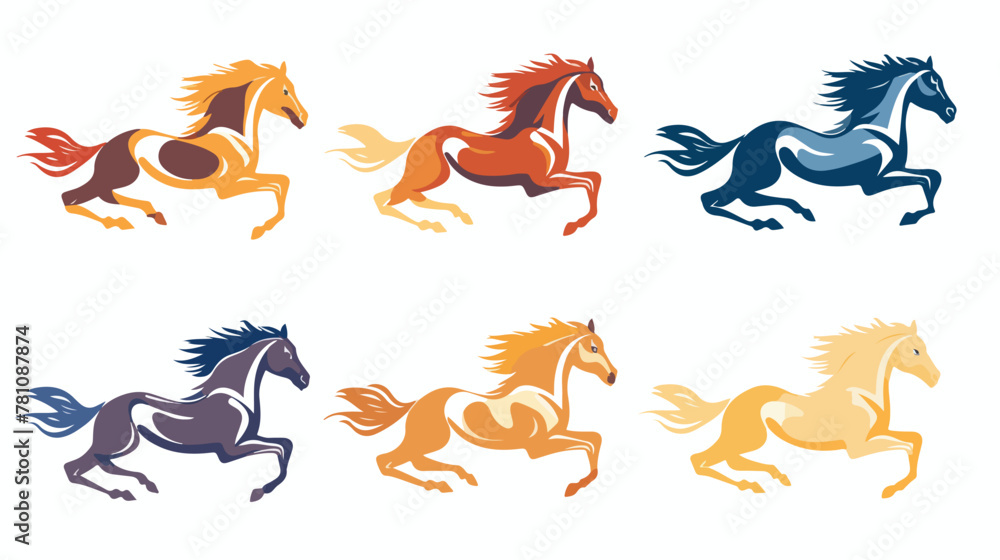 Galloping Horse Wind Mane Vector Logo collection Sp
