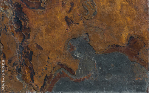 Texture of grey and rust stone slate