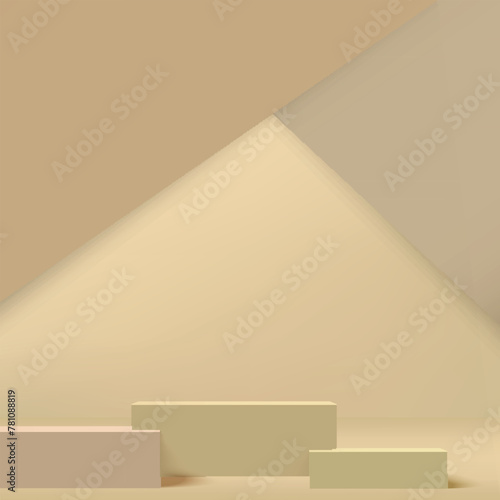 3d cream color podium and minimal cream color wall scene. 3d podium minimal abstract background. Vector