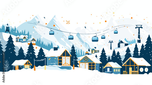 Ski resort concept. Winter sport design vector illustration