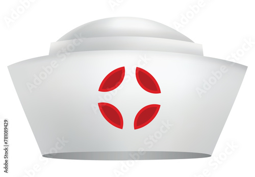 Nurse cap icon, white simple image isolated. Minimalist medical illustration