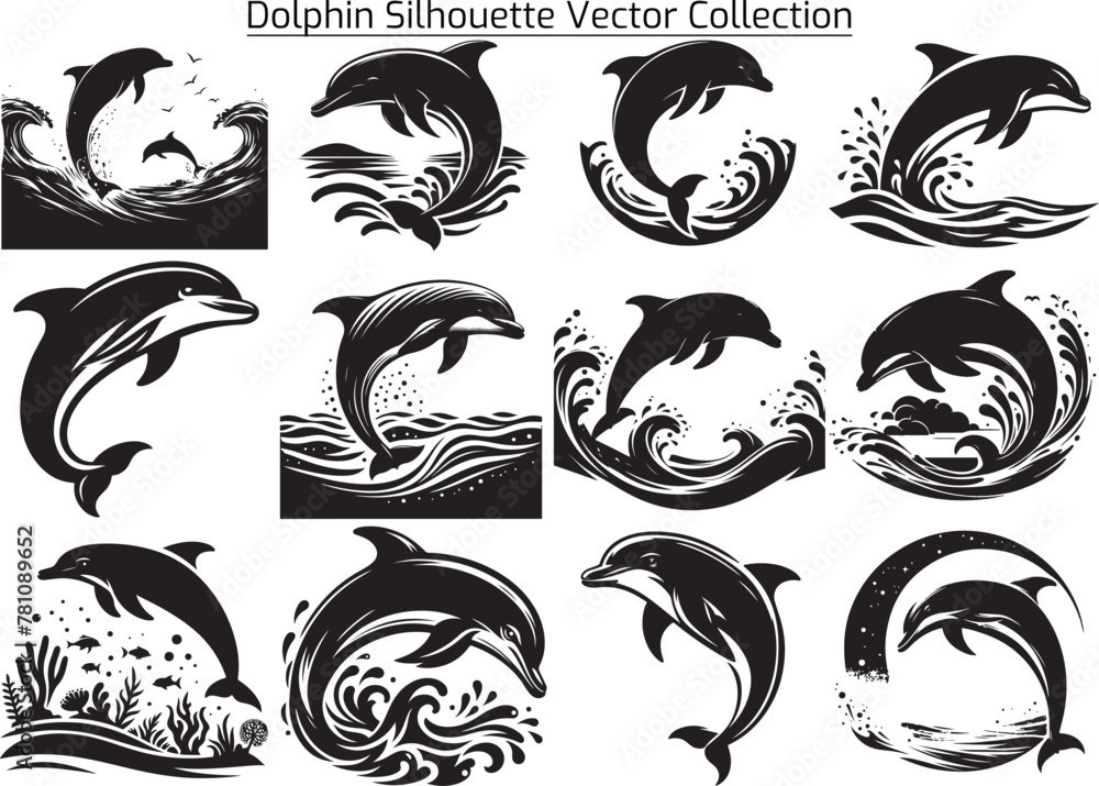 Dolphin silhouette vector Dolphin silhouette vector