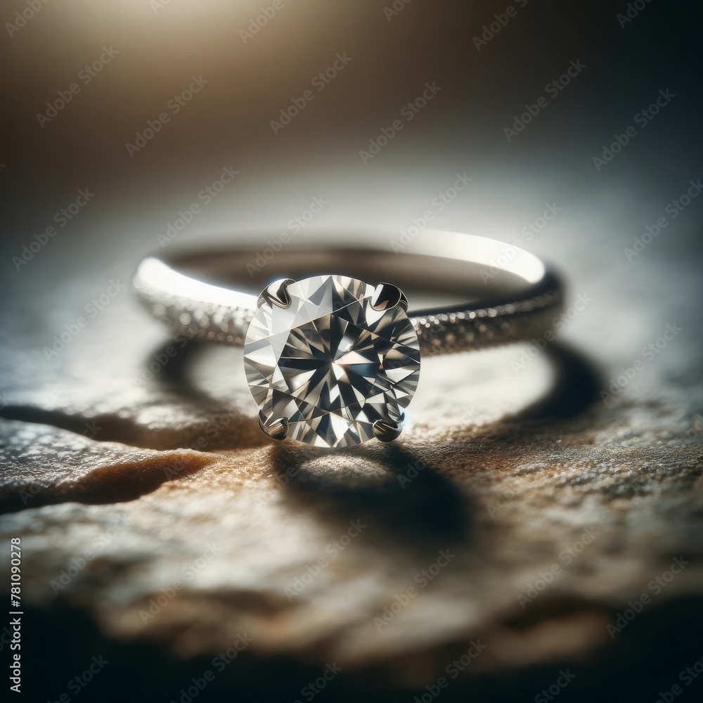 Close-up of a sparkling diamond engagement ring showcasing intricate facets and brilliance on a textured, golden-lit backdrop. Close-up of a sparkling diamond engagement ring showcasing intricate facets and brilliance on a textured, golden-lit backdrop.