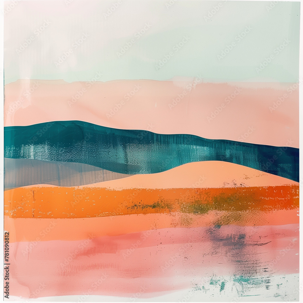 Obraz premium Colorful Mountain Sunrise Landscape Abstract Painting