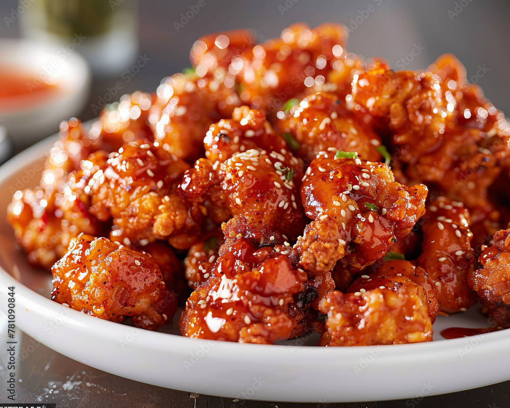 A plate of fried chicken with a sauce on top A plate of fried chicken with a sauce on top