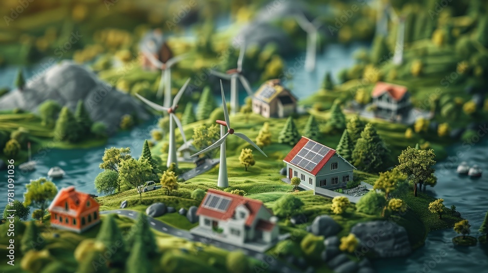 Environment and Sustainability: A 3D vector infographic illustrating the benefits of renewable energy