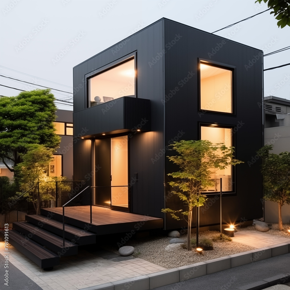 日本のシンプルな木造住宅 黒 日本のシンプルな木造住宅 黒