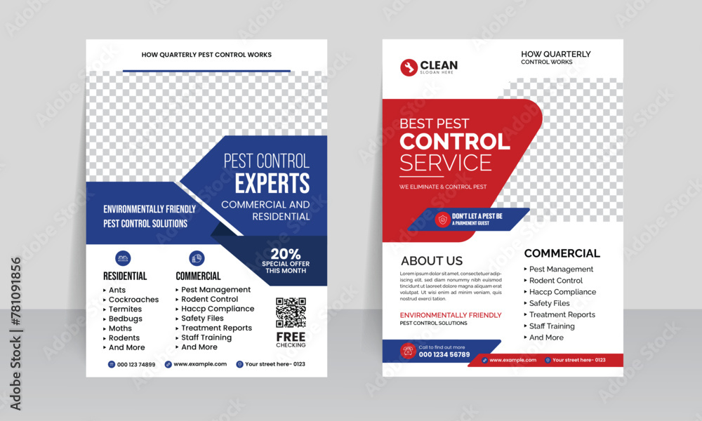 pest control flyer leaflet template with promotional business poster design illustrator. 