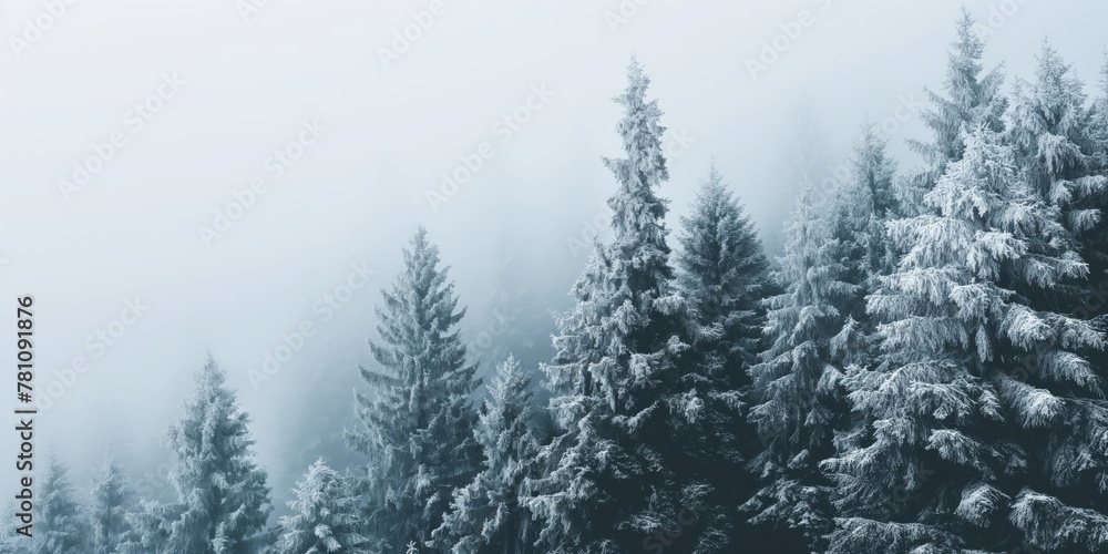 Snow Covered Forest scene with copy space