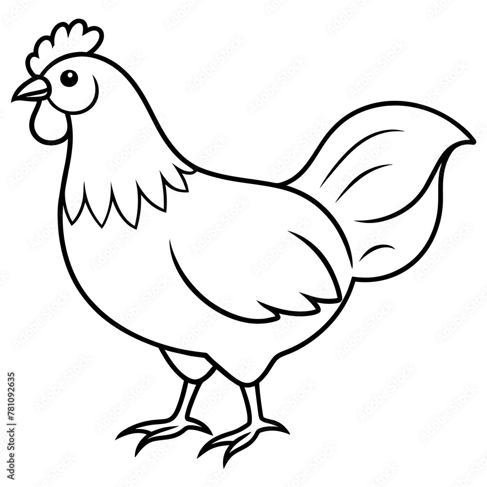 Fototapeta premium chicken vector illustration with line art.