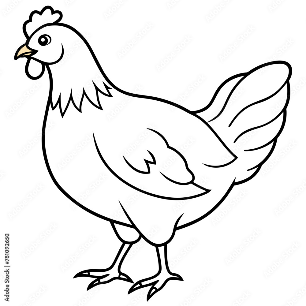 chicken vector illustration with line art. chicken vector illustration with line art.