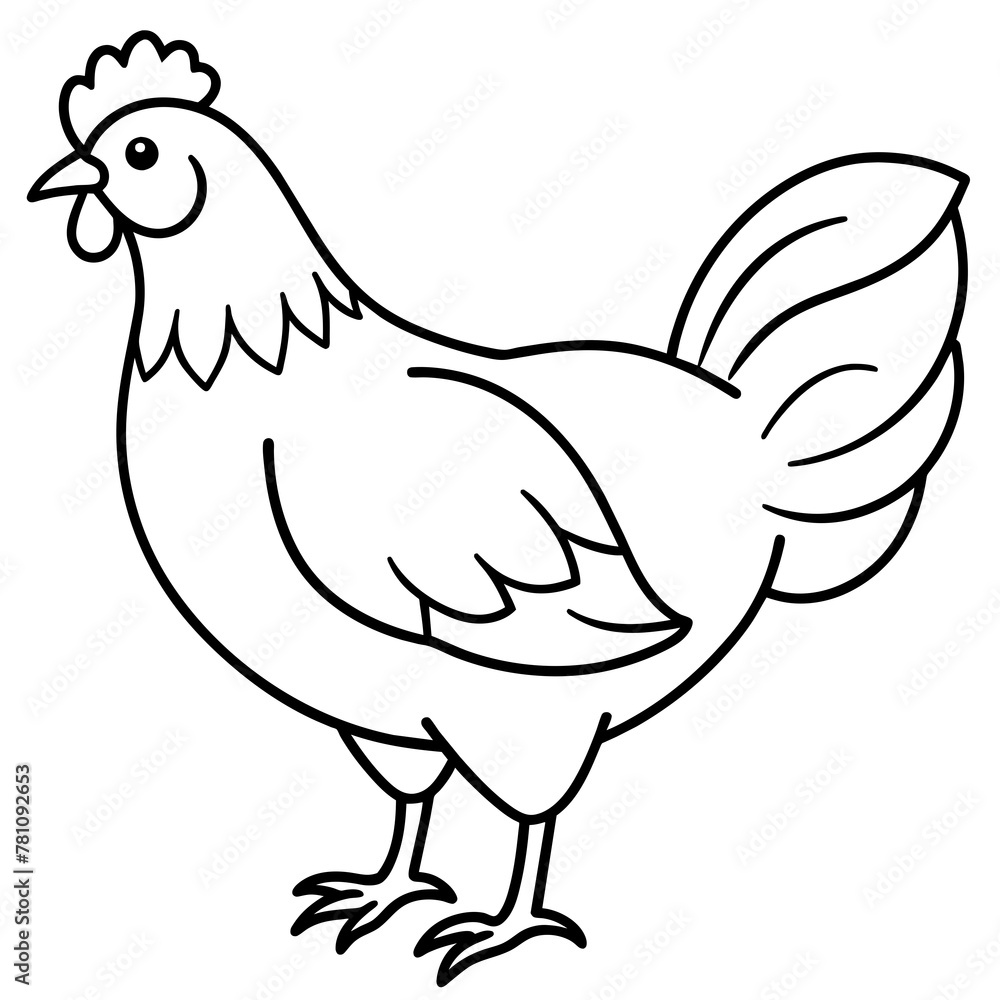 chicken vector illustration with line art. chicken vector illustration with line art.
