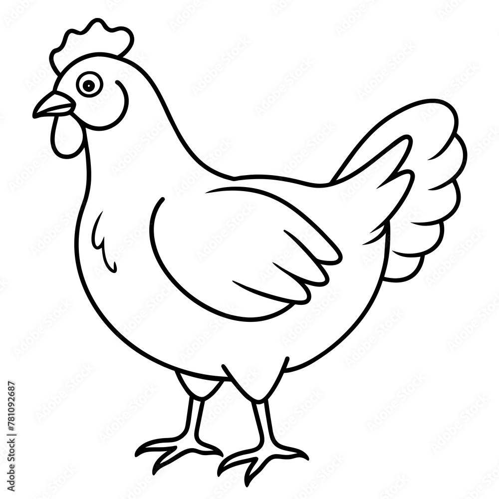 chicken vector illustration with line art. chicken vector illustration with line art.