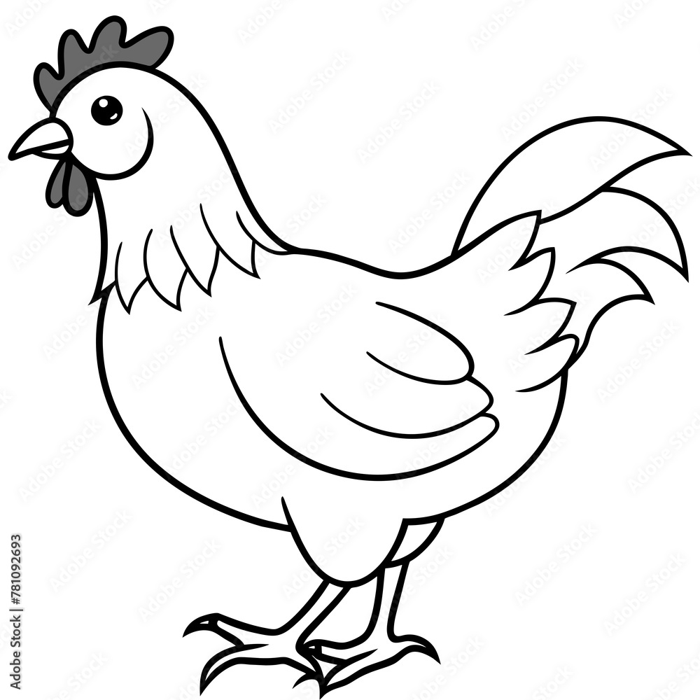 chicken vector illustration with line art. chicken vector illustration with line art.