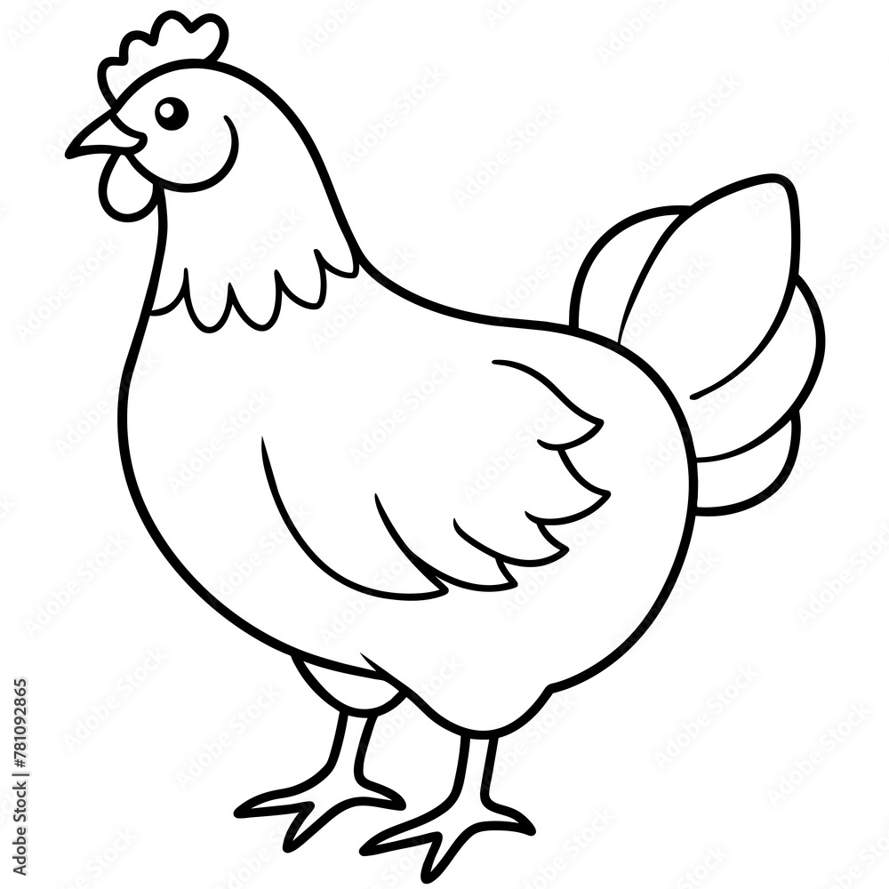 Fototapeta premium chicken vector illustration with line art. 