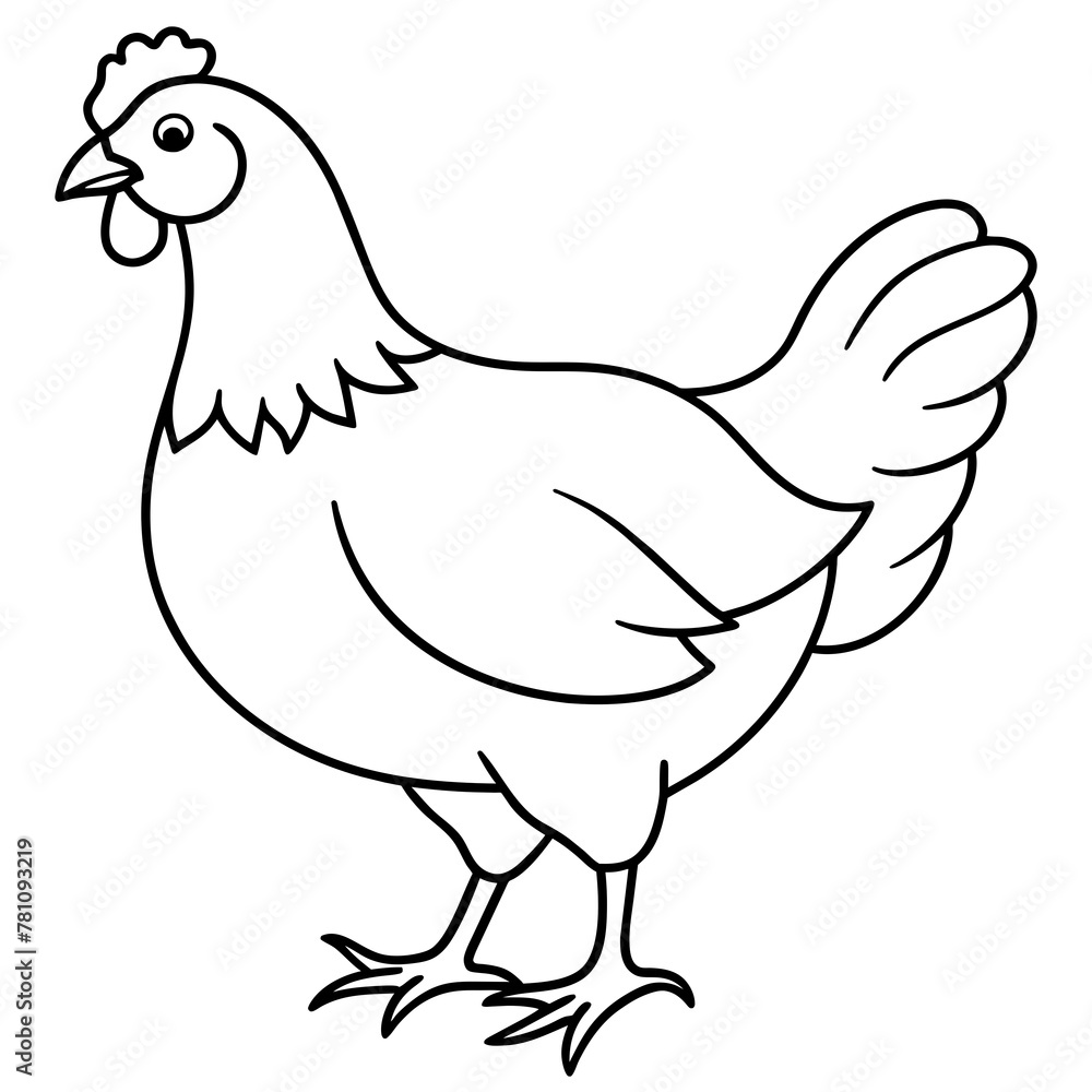 Fototapeta premium chicken vector illustration with line art. 