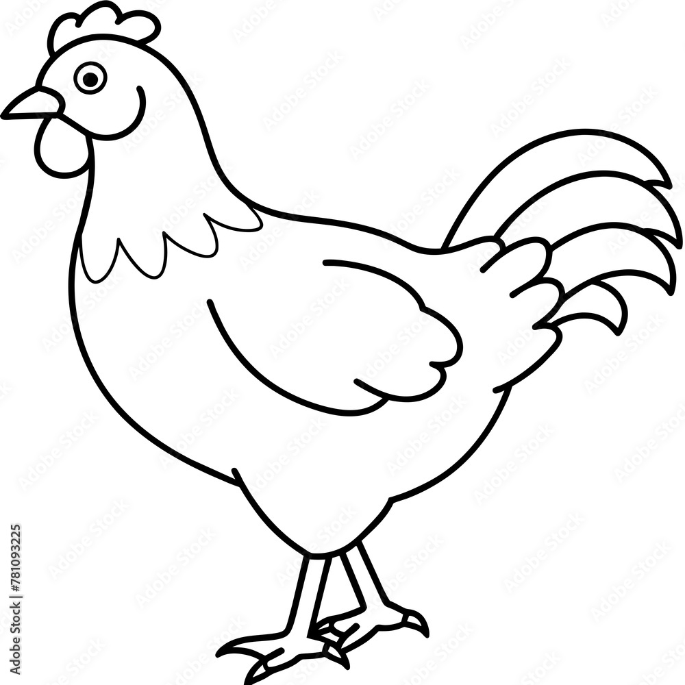 Fototapeta premium chicken vector illustration with line art. 