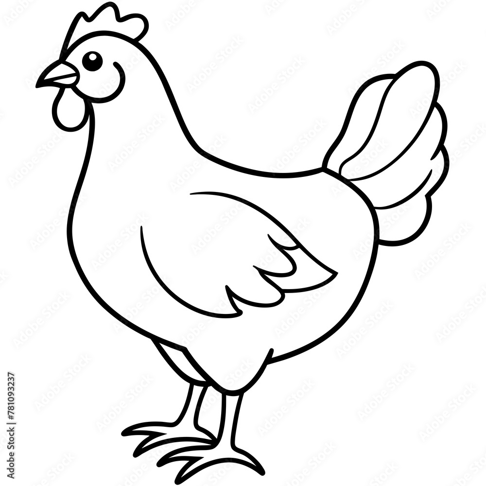Fototapeta premium chicken vector illustration with line art. 