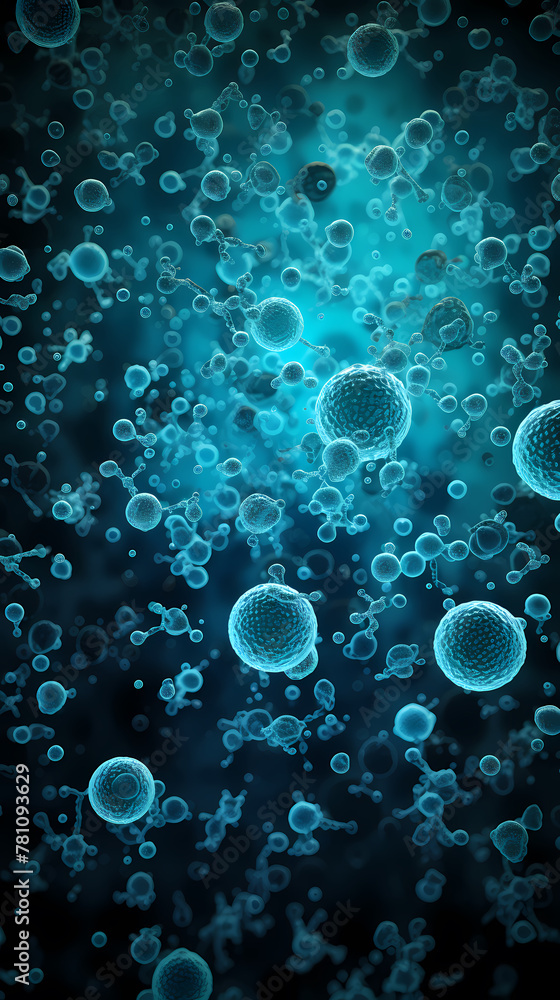 Microorganism rendering medical background, abstract microscopic world of bacteria or viruses Microorganism rendering medical background, abstract microscopic world of bacteria or viruses